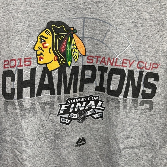 Chicago Blackhawks 2015 Stanley Cup Champions Gray T-shirt- Large - Picture 2 of 5